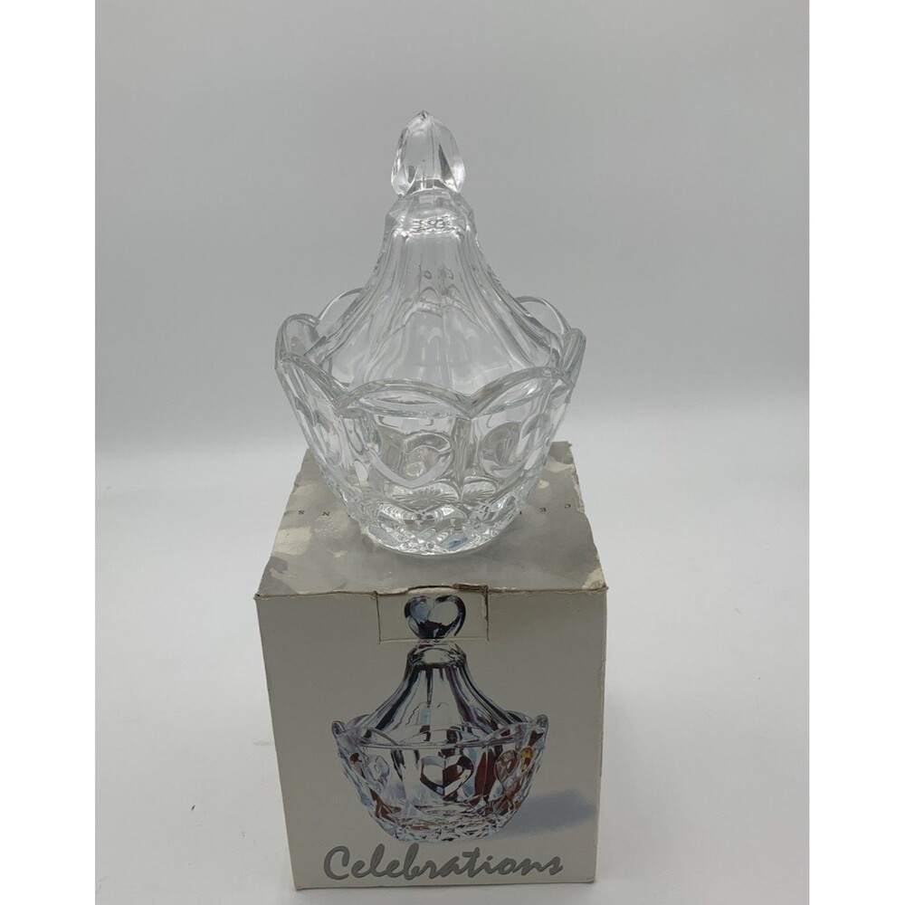 Celebrations Sweet Heart 24% Lead Crystal Candy Dish w/Lid by Crystal Clear Ind